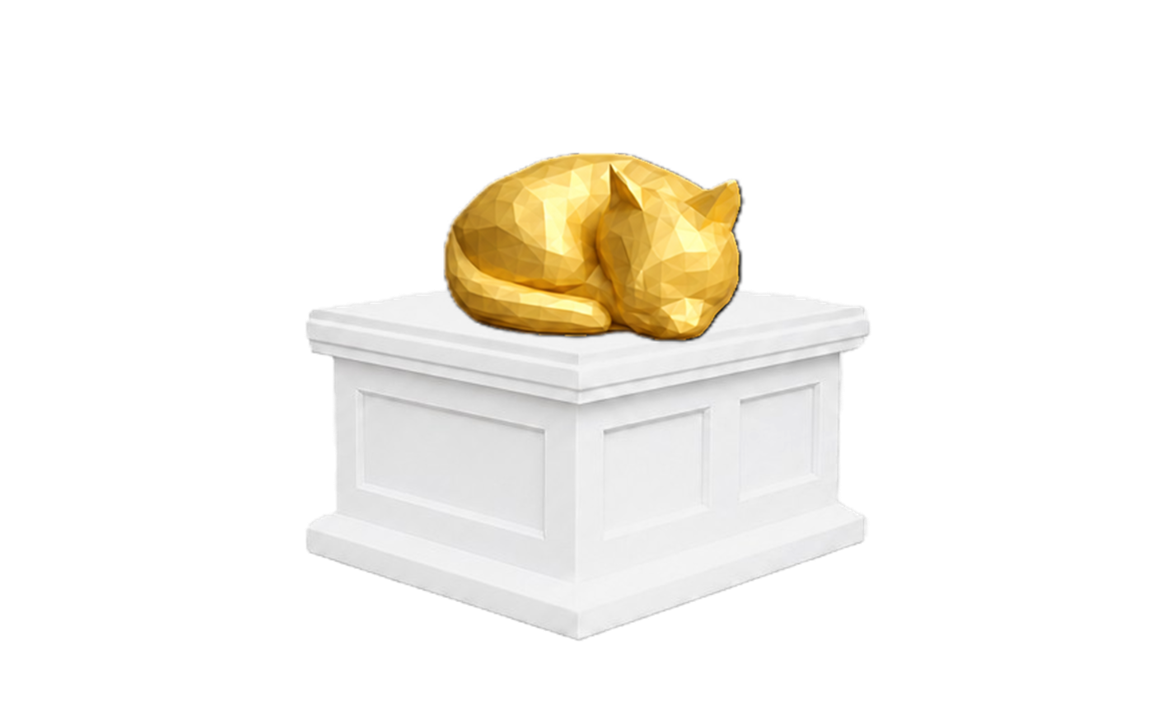 Curled Cat Vault Pet Urn