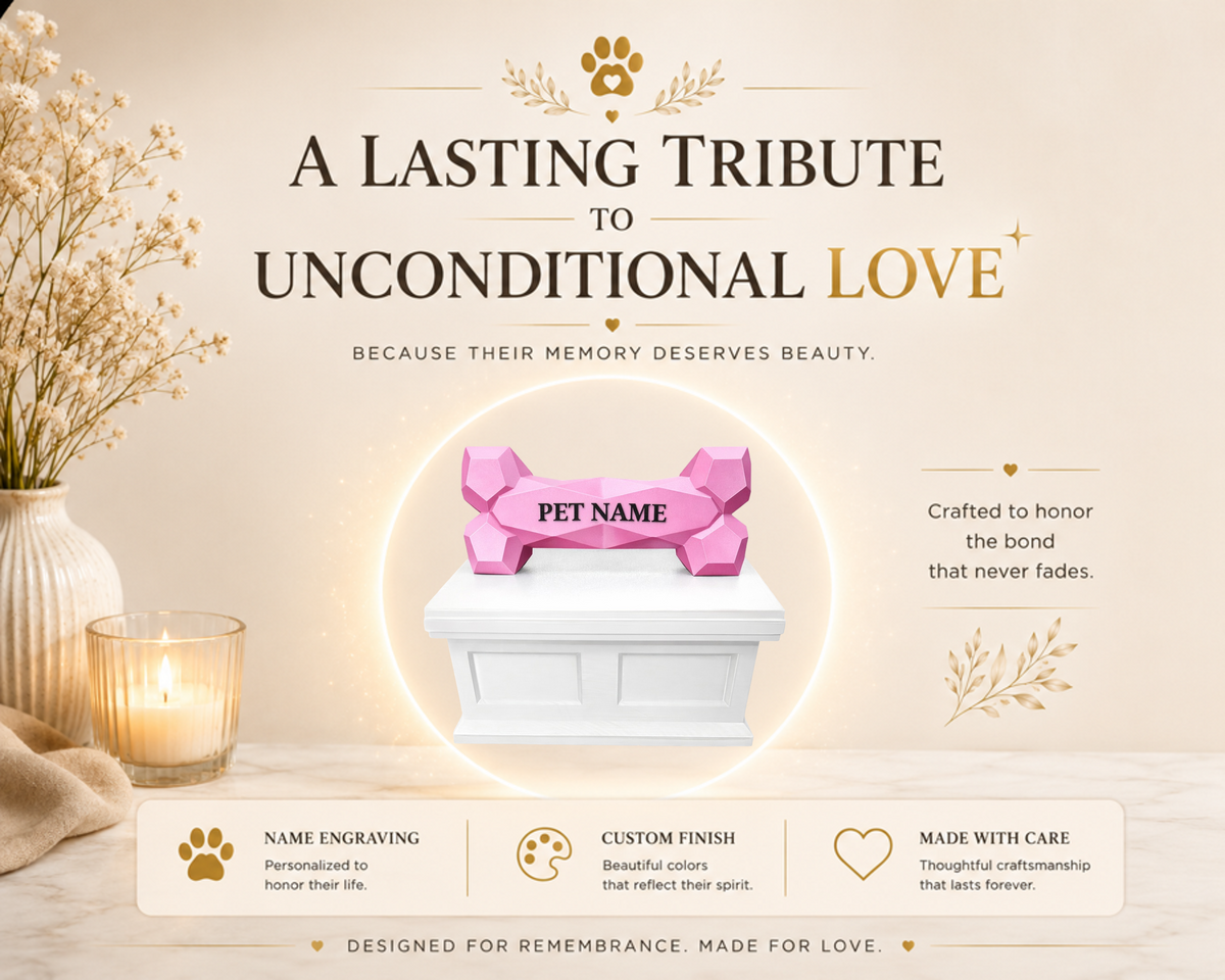 white Vault pink Bone custom Pet Urn