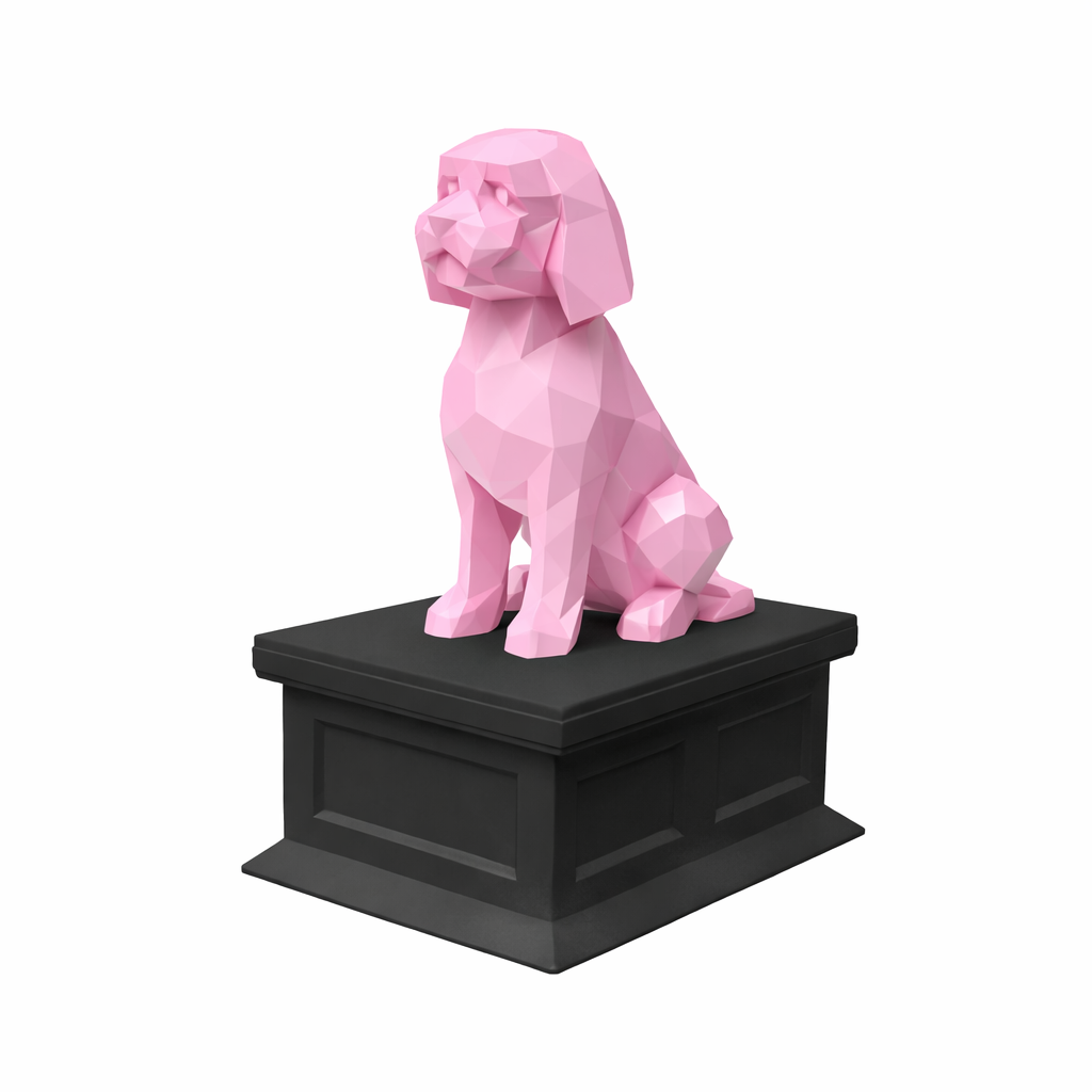 black vault pink Golden doodle pet urn