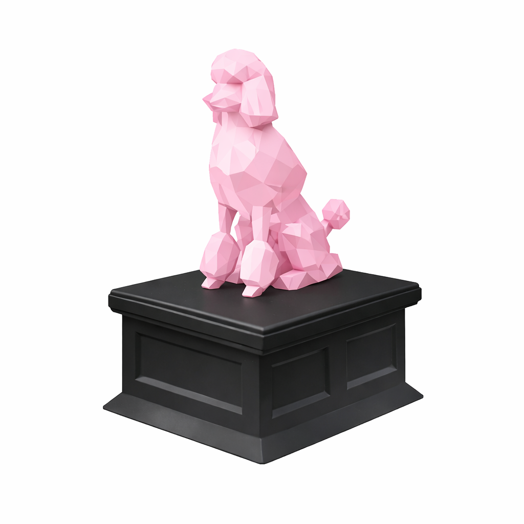 black vault pink poodle pet urn