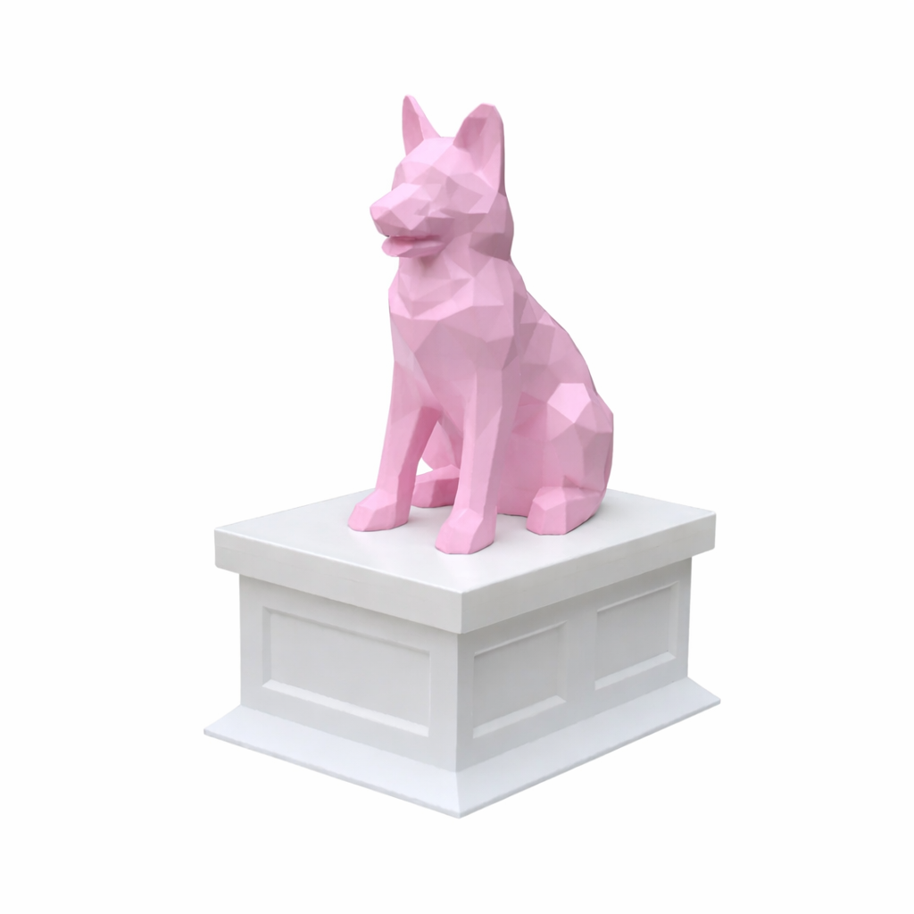 white vault pink german shepherd pet urn
