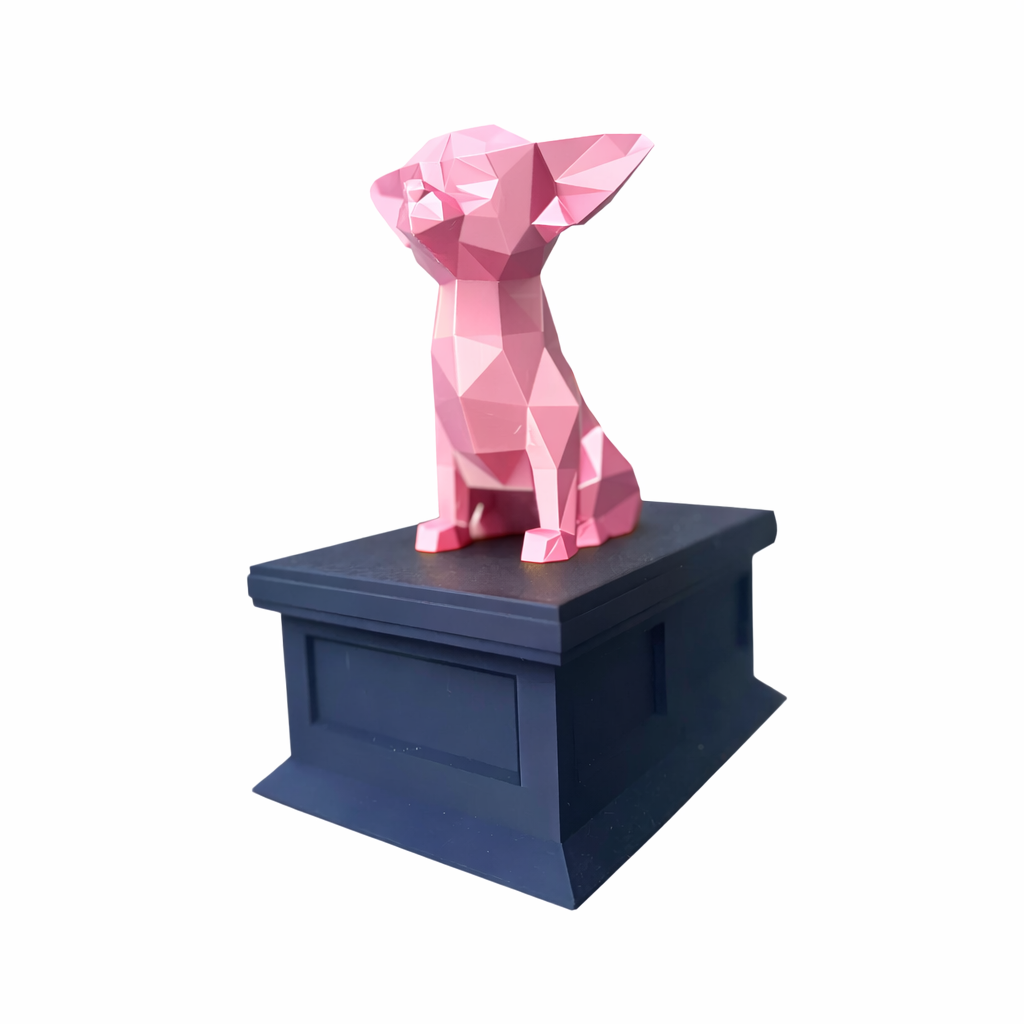 black vault pink Chihuahua pet urn