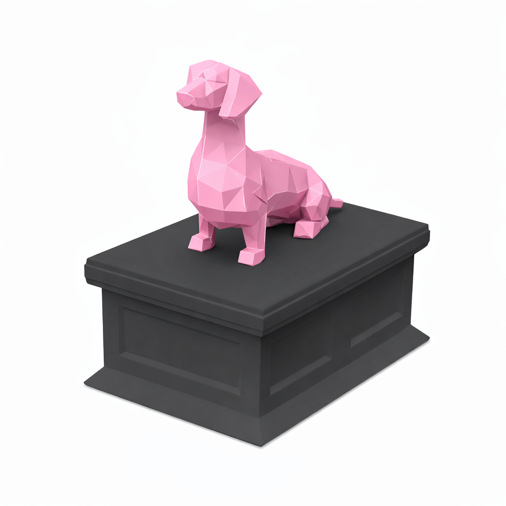 black vault pink dachshund Pet Urn
