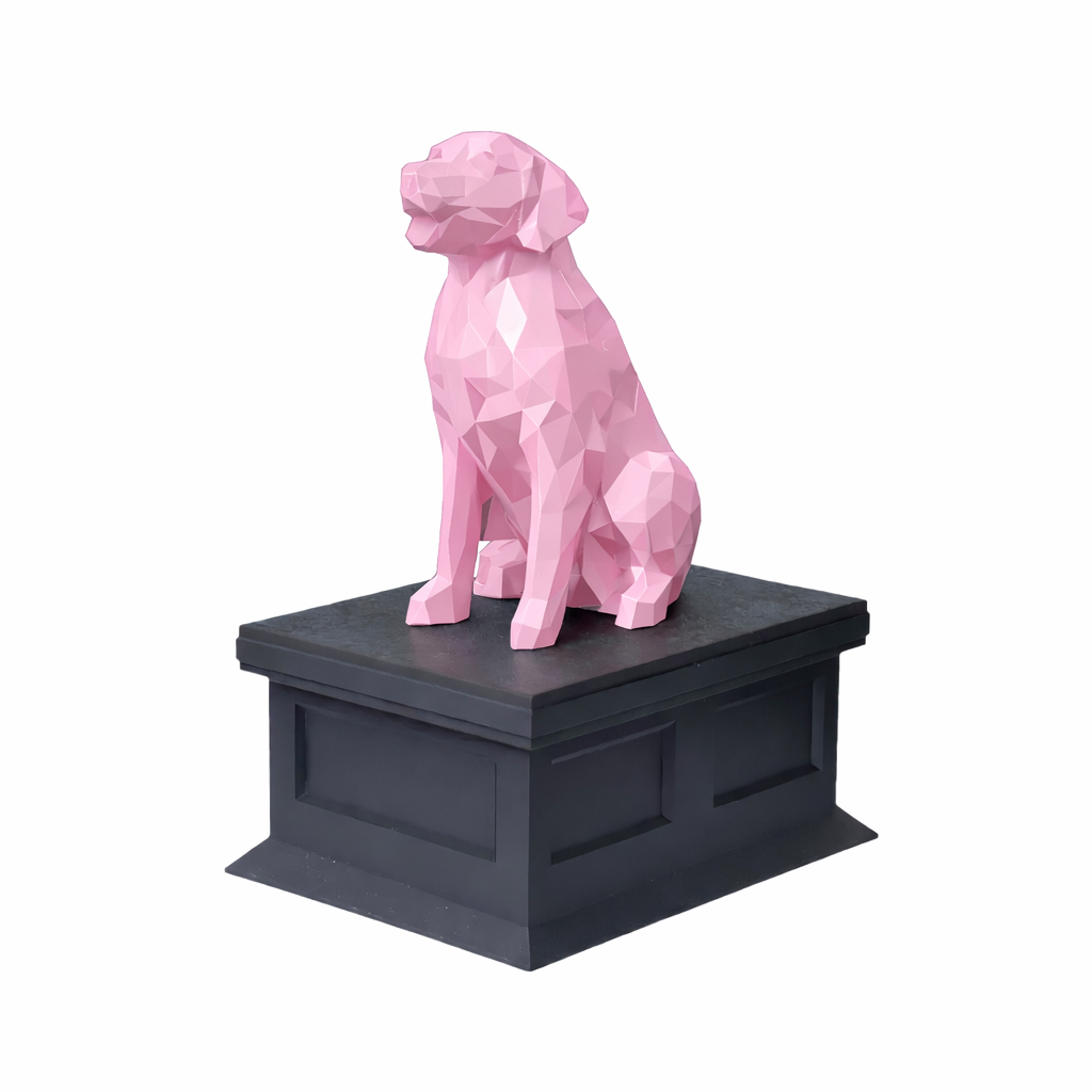 black vault pink golden retriever pet urn