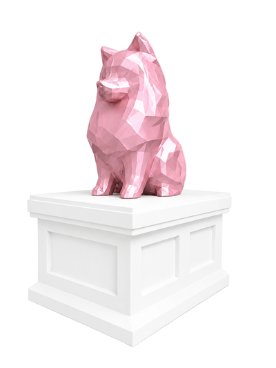 white vault pink pomeranian pet memorial urn
