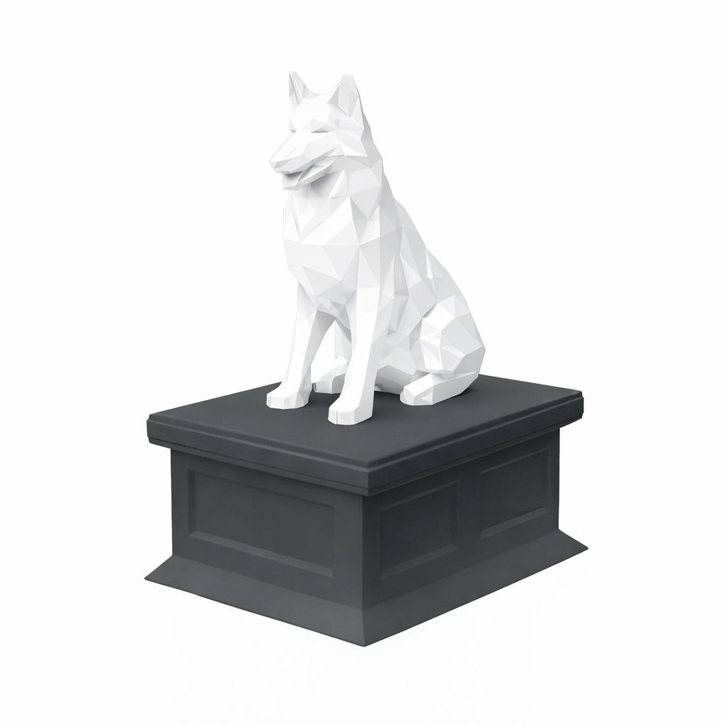black vault white Shetland Shepherd pet urn