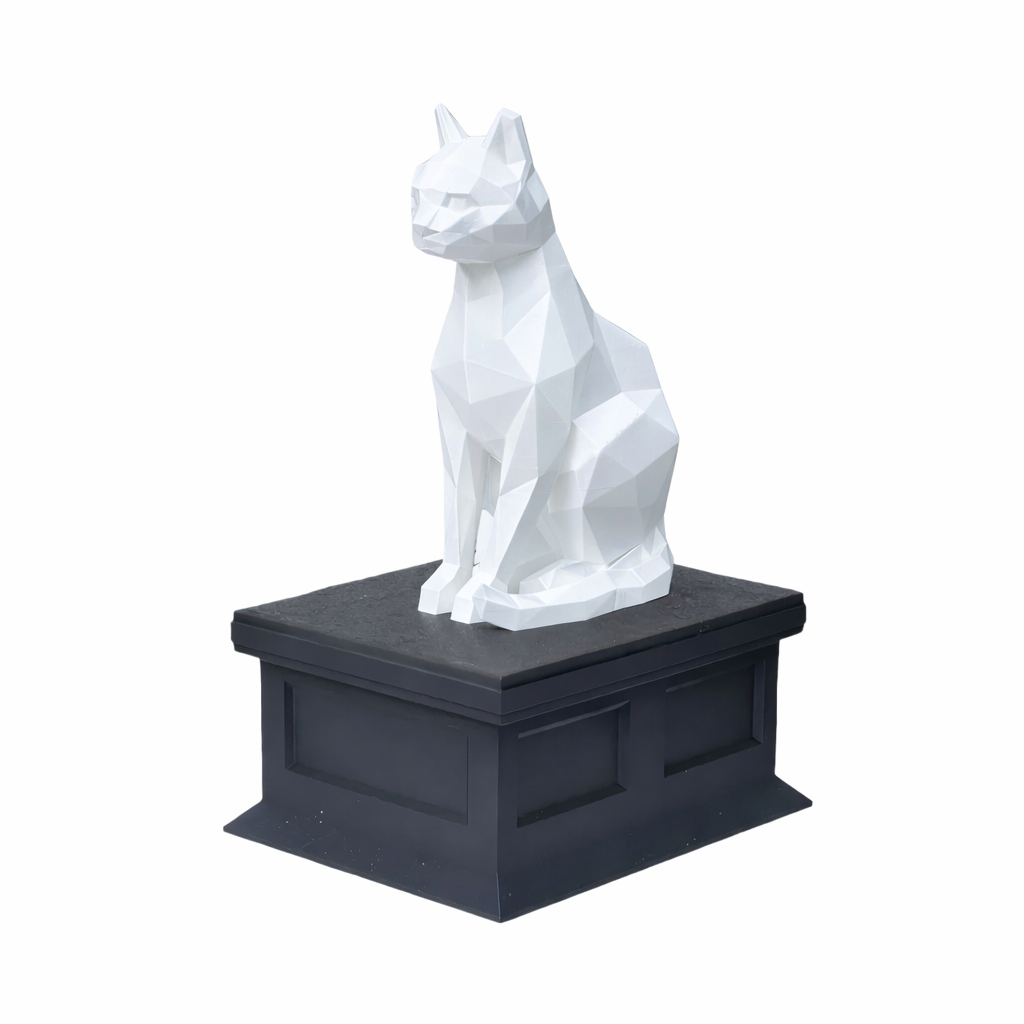 black vault white cat pet urn