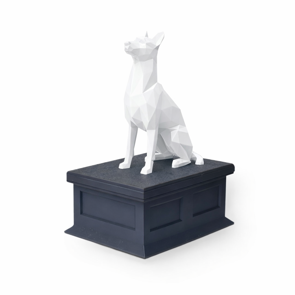 black Vault white Belgian Malinois Pet Urn