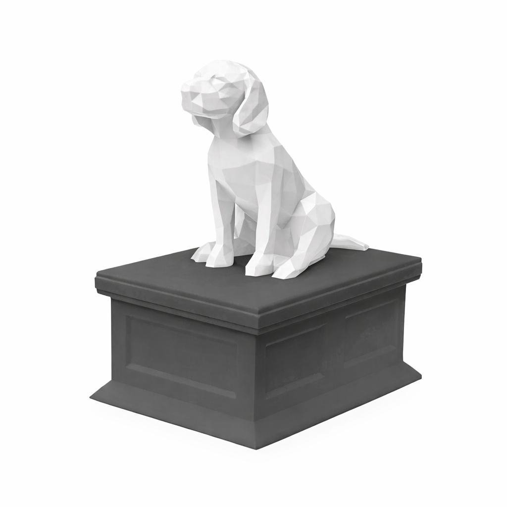 Black vault white beagle pet urn