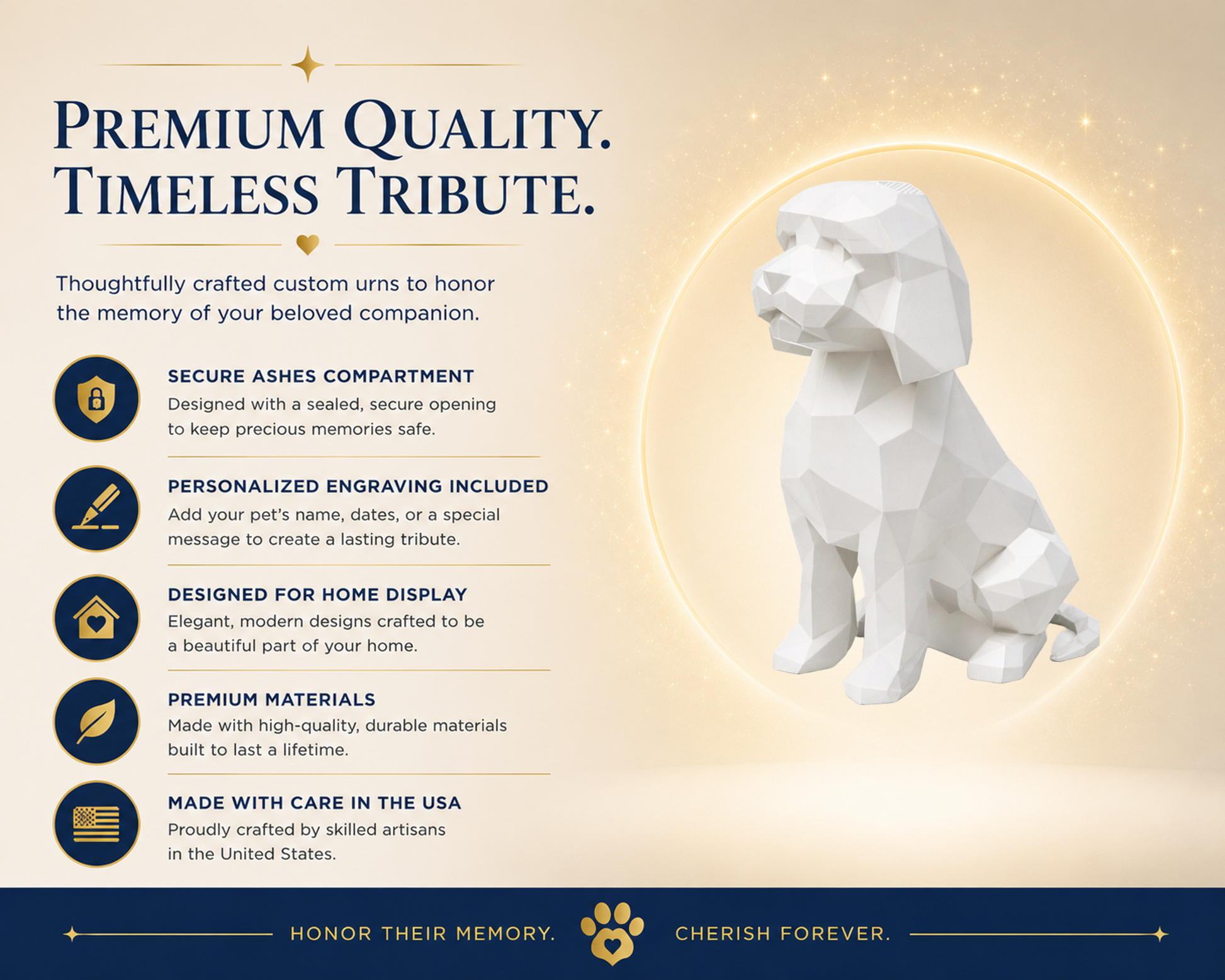 White Mini-Golden Doodle Custom Pet Urn