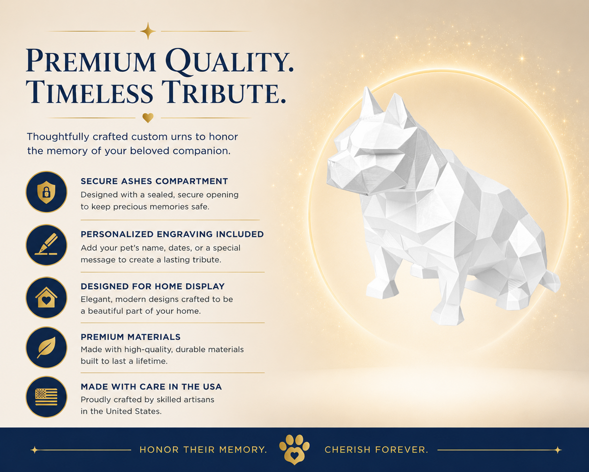 White American Bulldog Custom Pet Urn