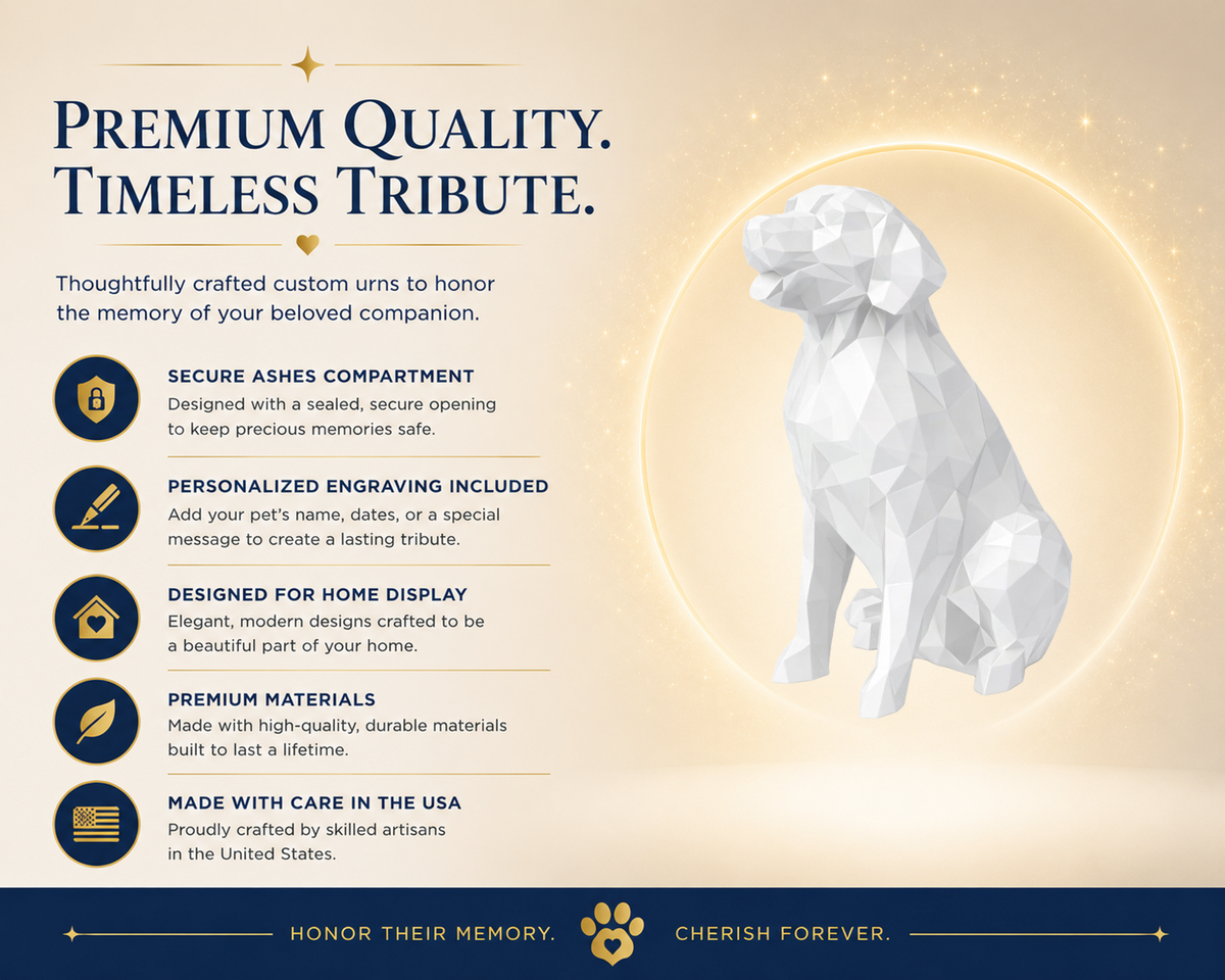 white Golden Retriever custom Pet Urn