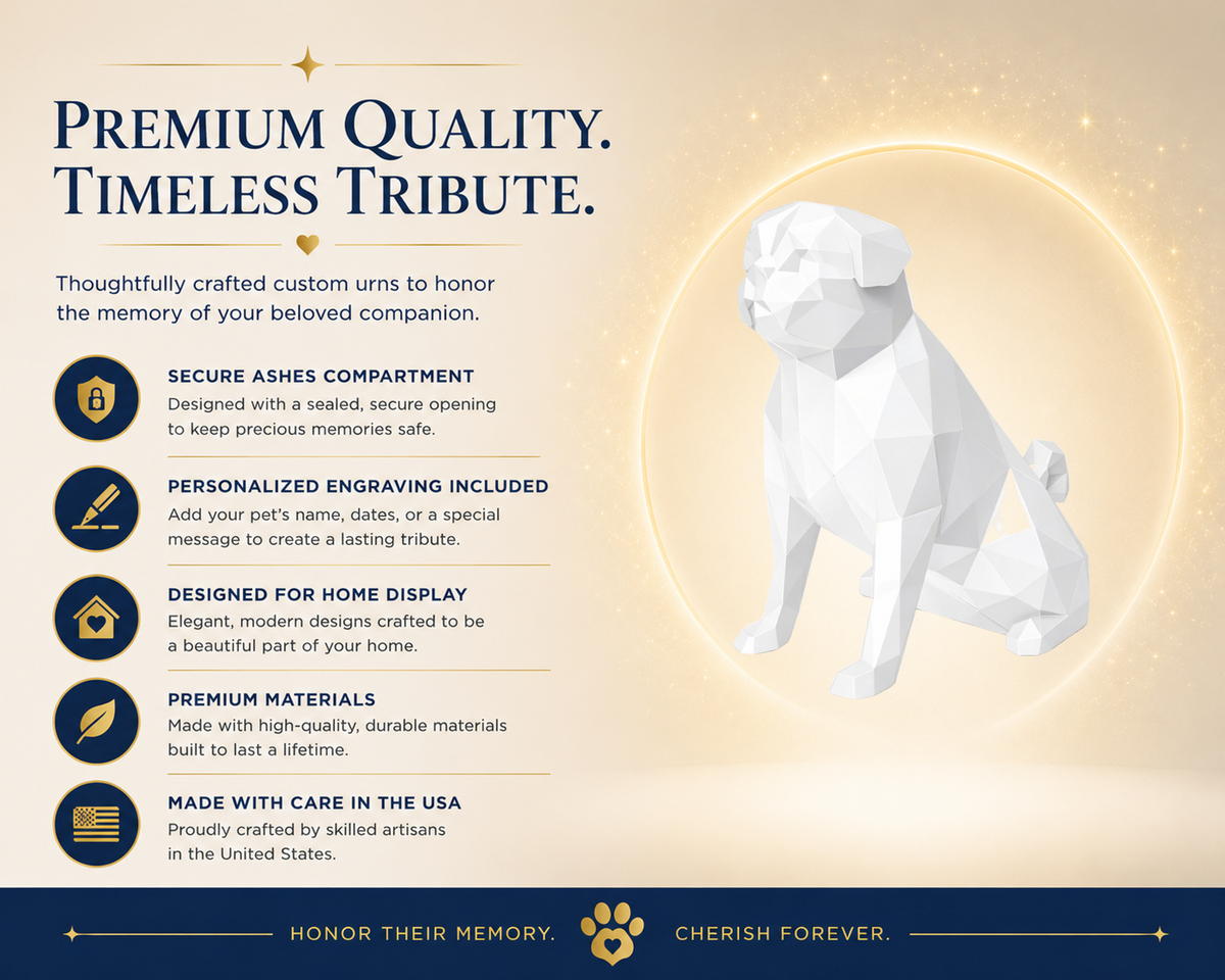 White Pug Custom Pet Urn