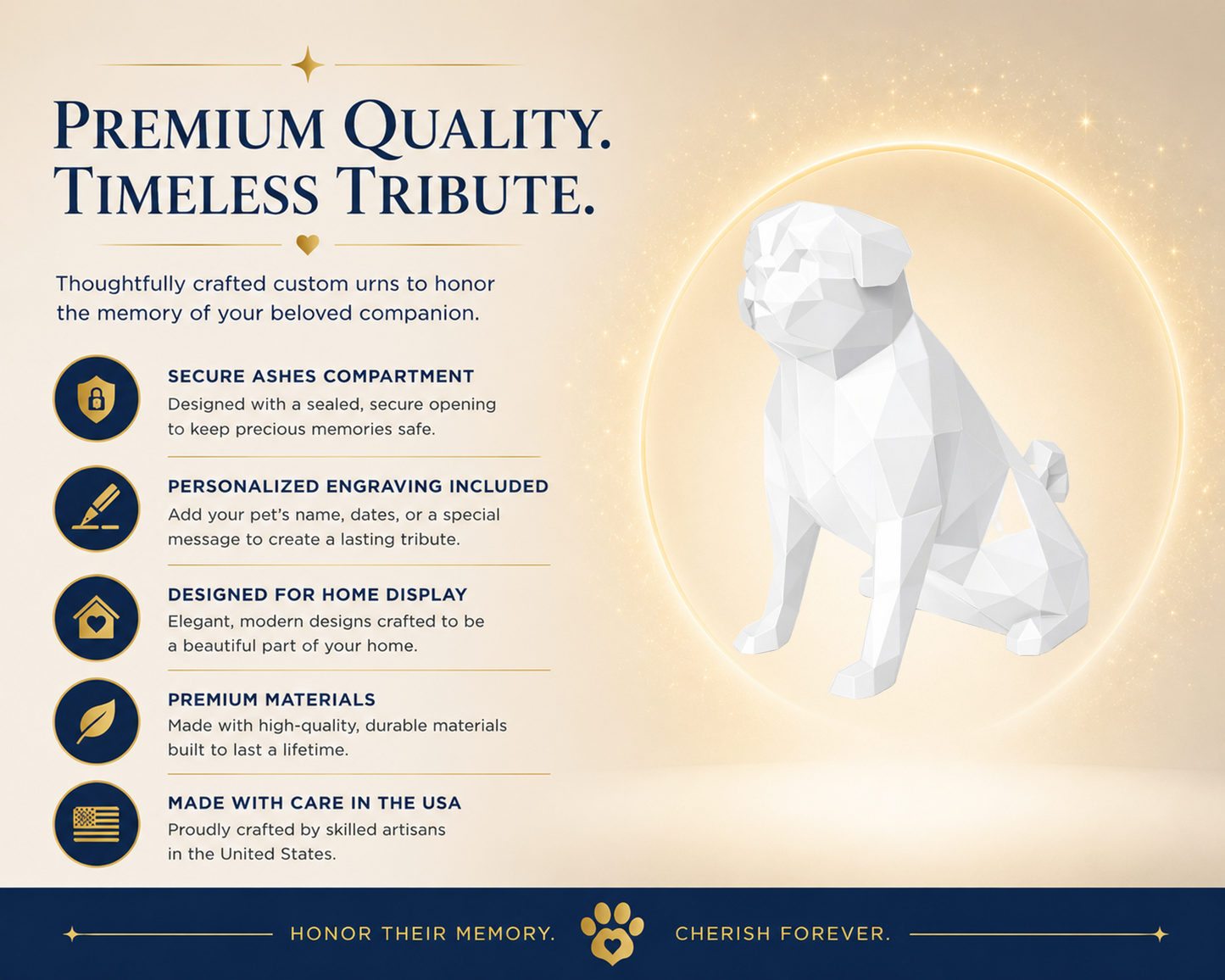 White Pug Custom Pet Urn