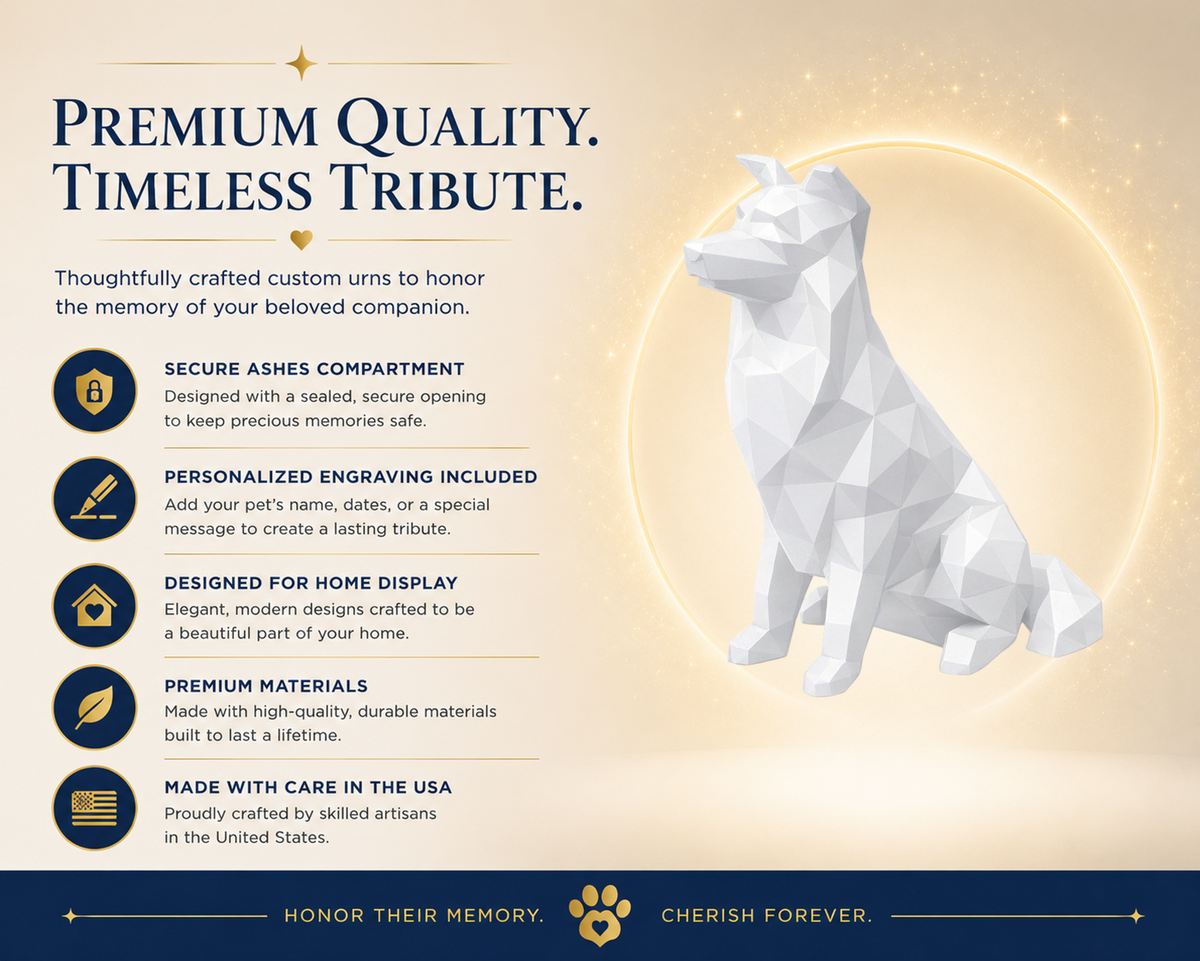 White Border Collie Custom Pet Urn
