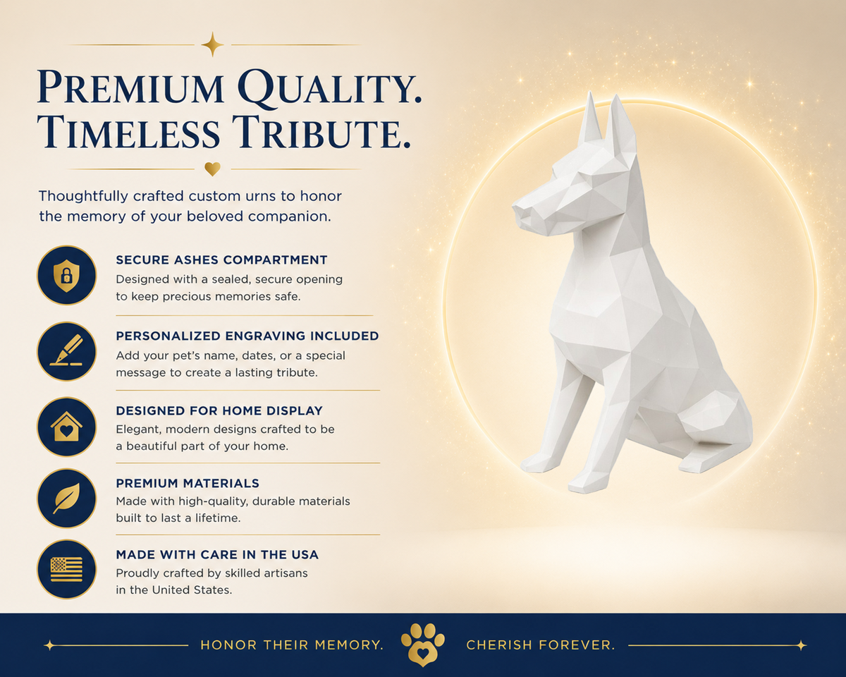 White Mini-Doberman Custom Pet Urn