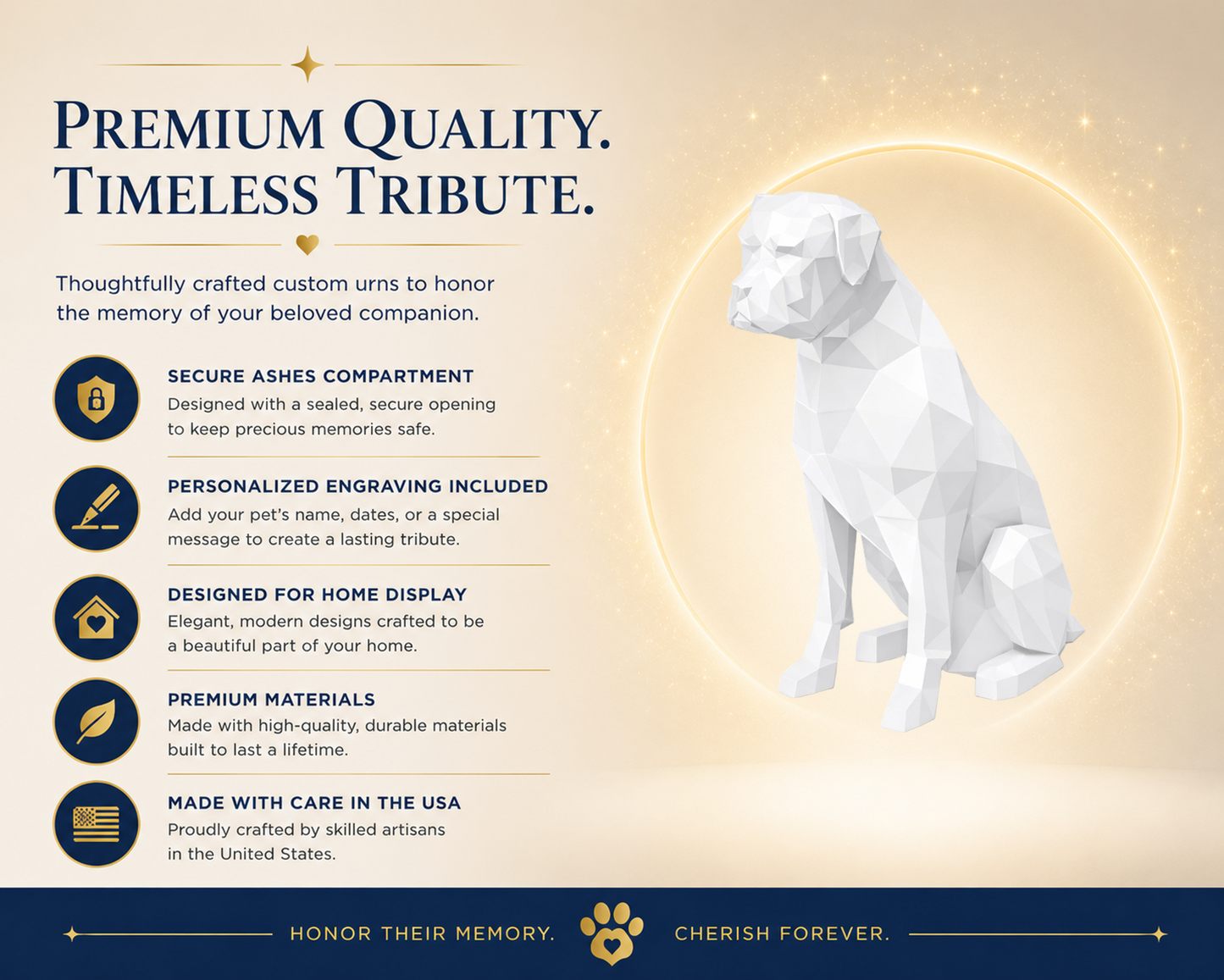 White Boxer Custom Pet Urn