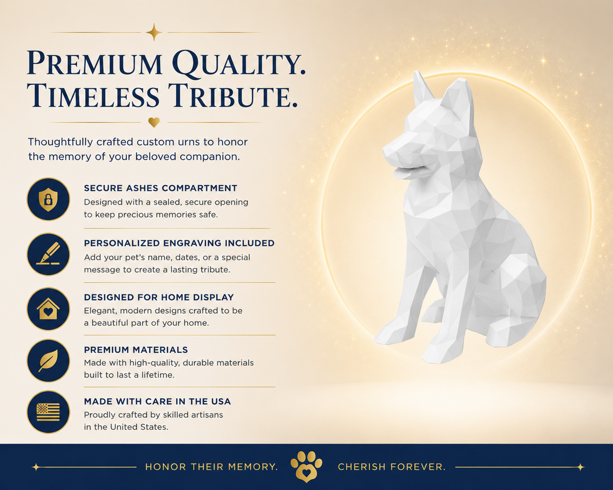 White German Shepherd Custom Pet Urn