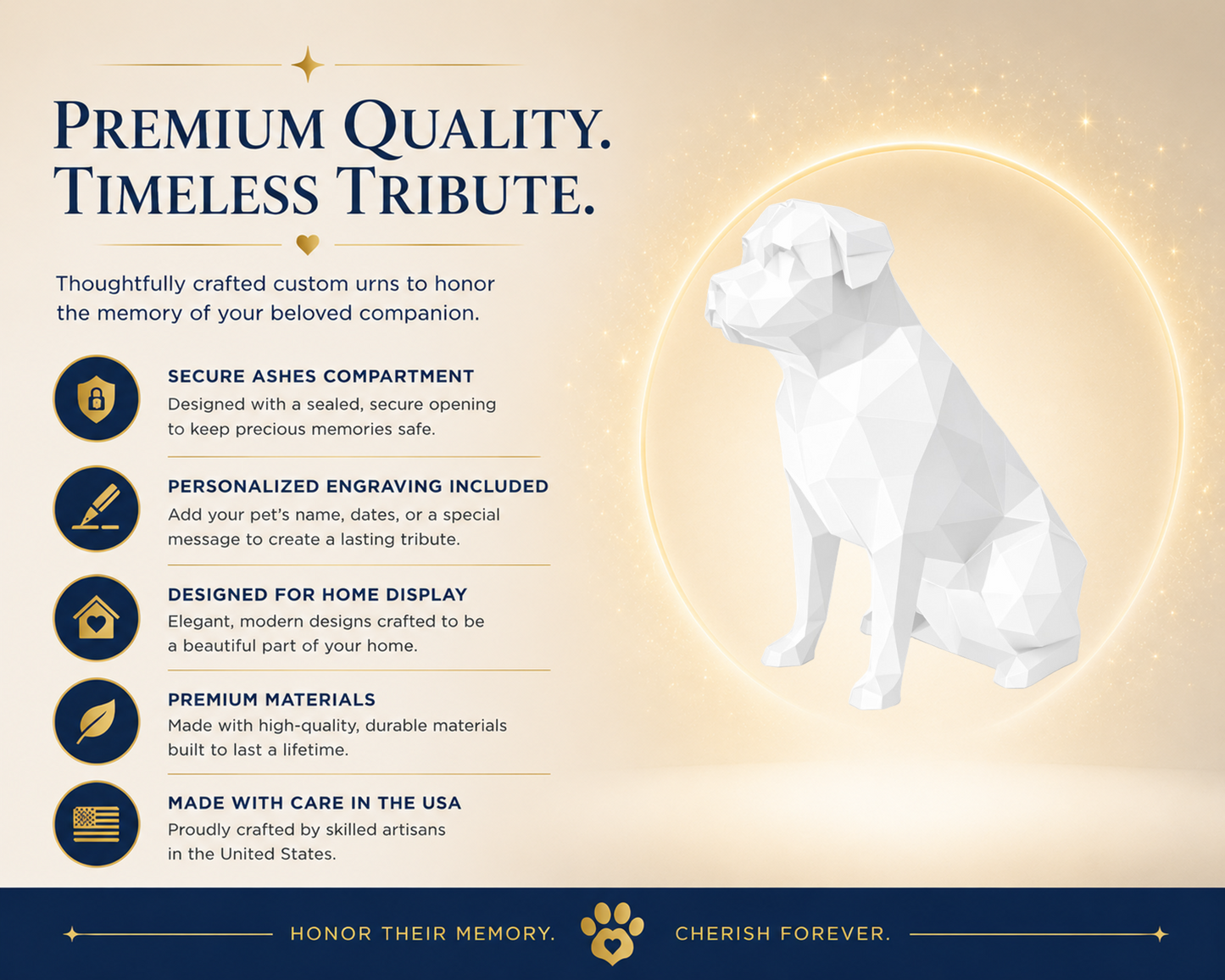 White Rottweiler Custom Pet Urn