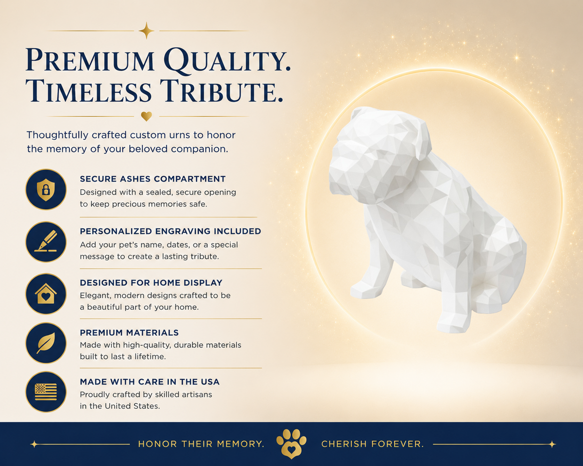 White English Bulldog Custom Pet Urn