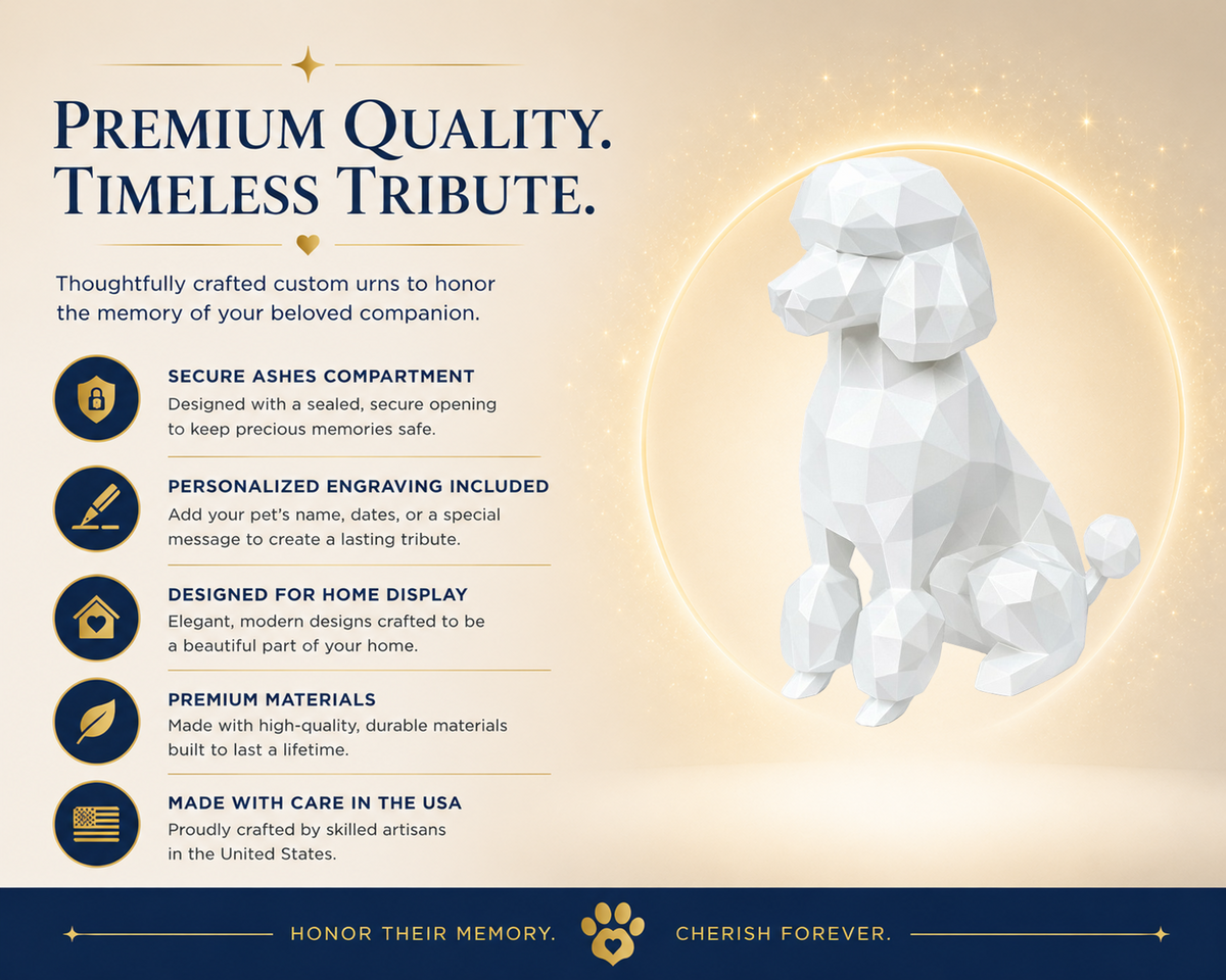 White Poodle Custom Pet Urn