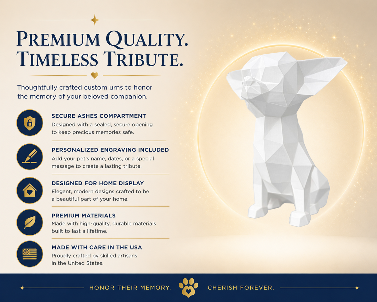White Chihuahua Custom Pet Urn