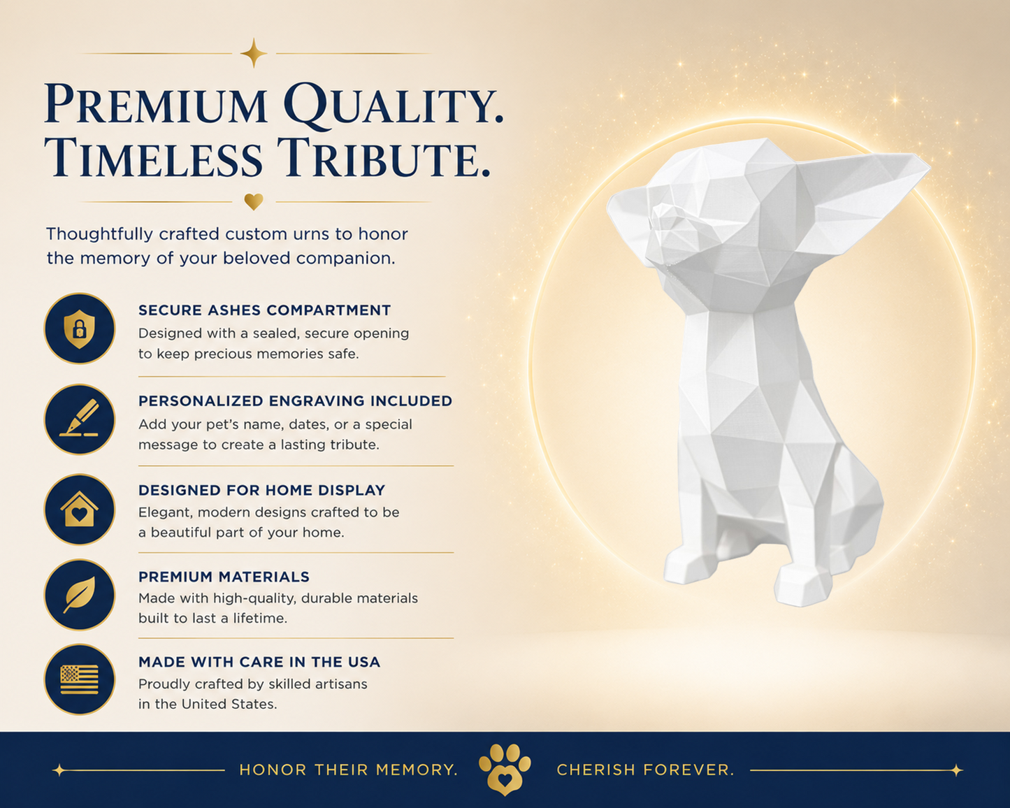 White Chihuahua Custom Pet Urn