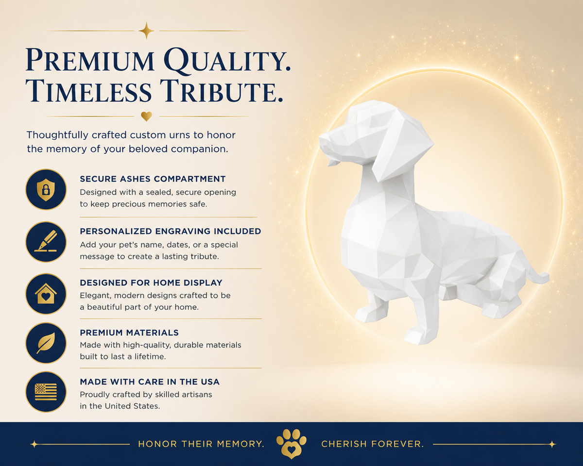 White Dachshund Custom Pet Urn