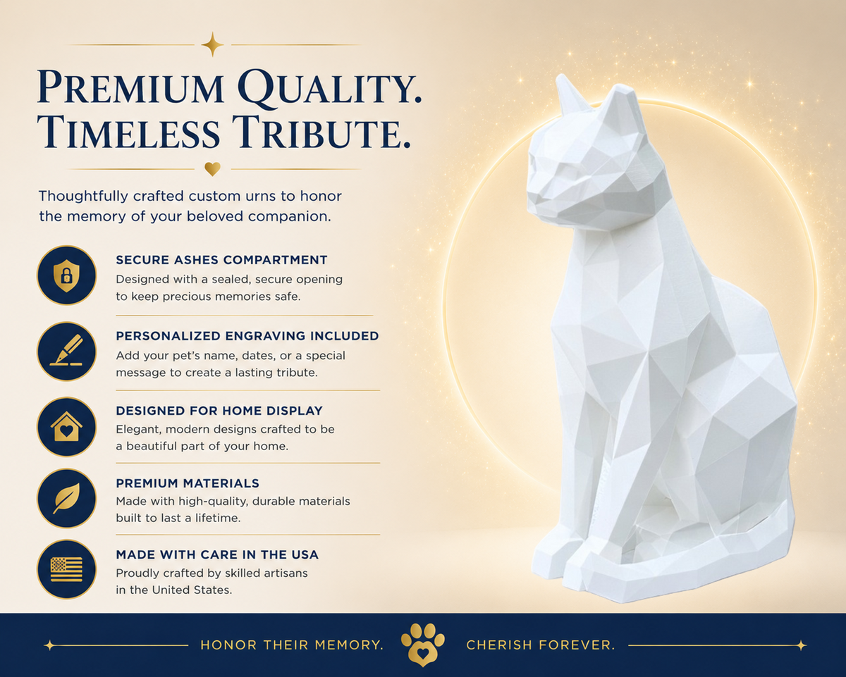 White Cat Pet Urn Capsule