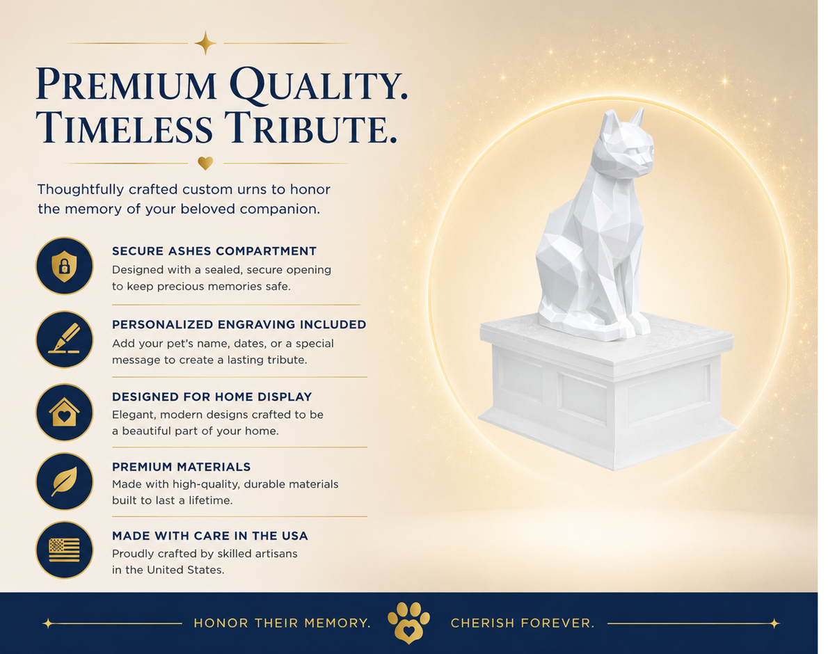 white vault white cat custom pet urn