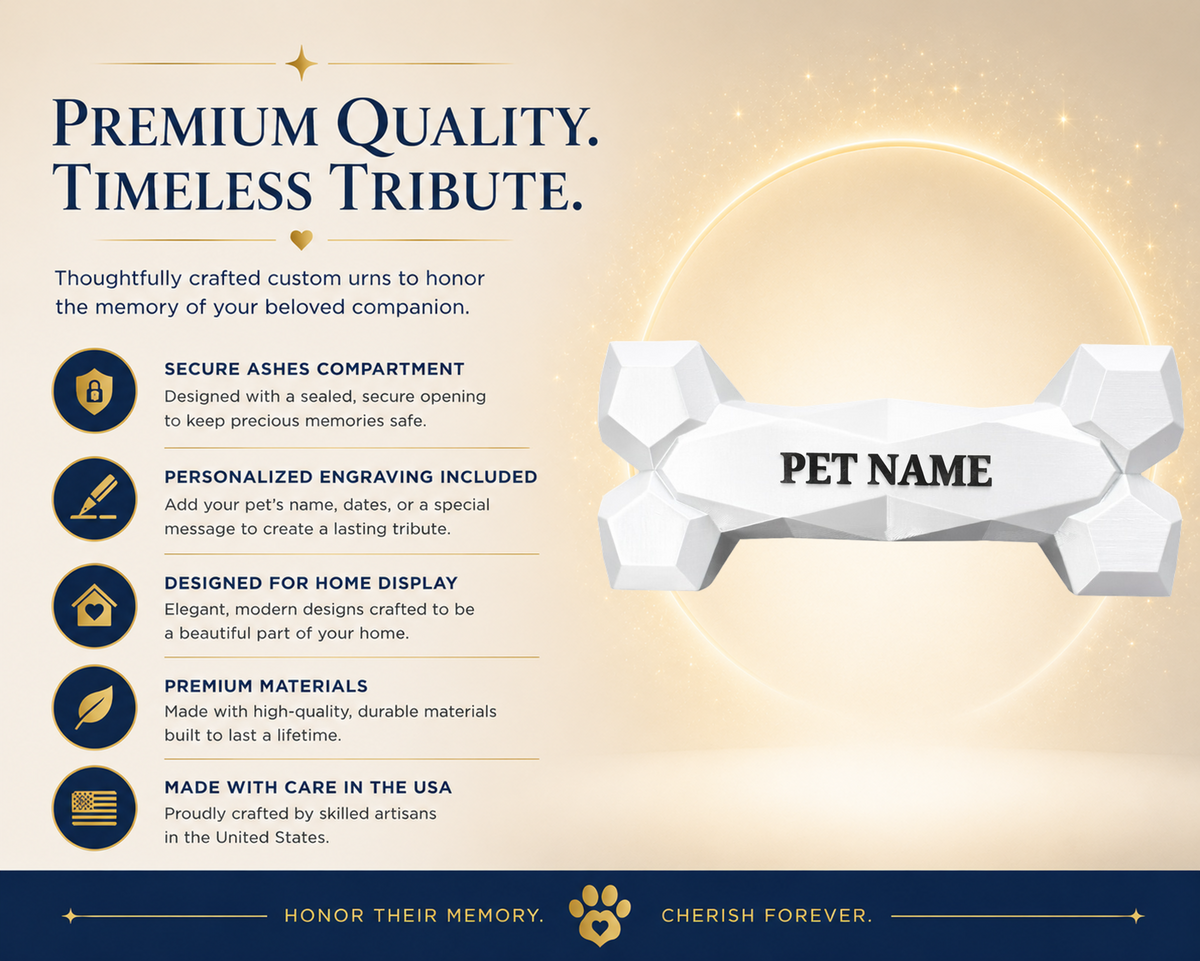 White Dog Bone Pet Urn
