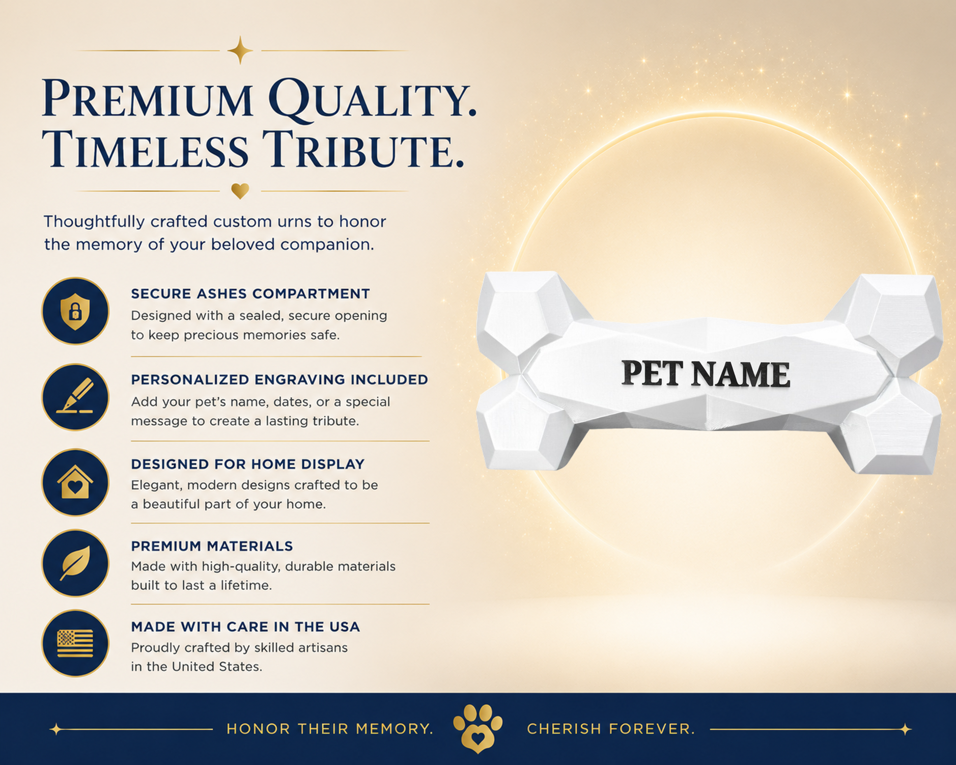 White Dog Bone Pet Urn