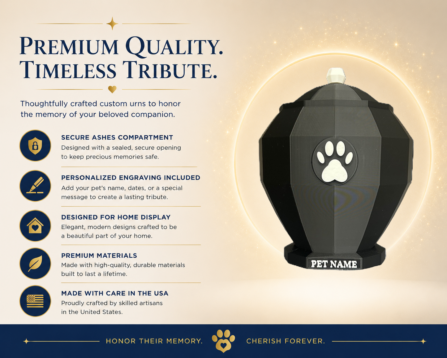 Pet Capsule - Paw Emblem Pet Urn