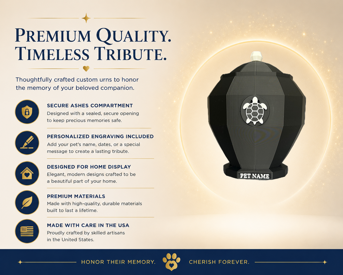 White Turtle Custom Pet Urn
