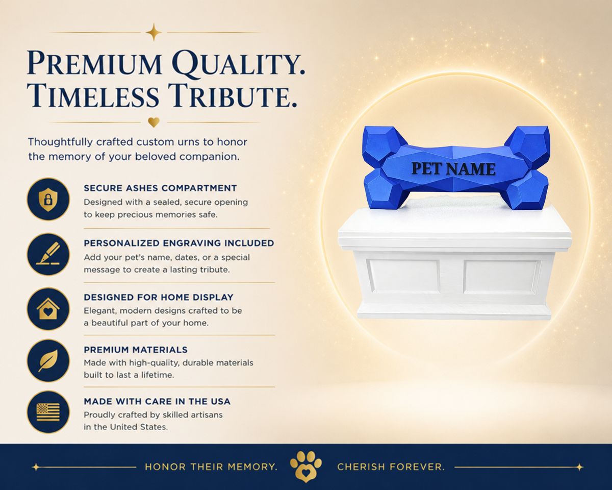 white Vault blue Bone custom Pet Urn