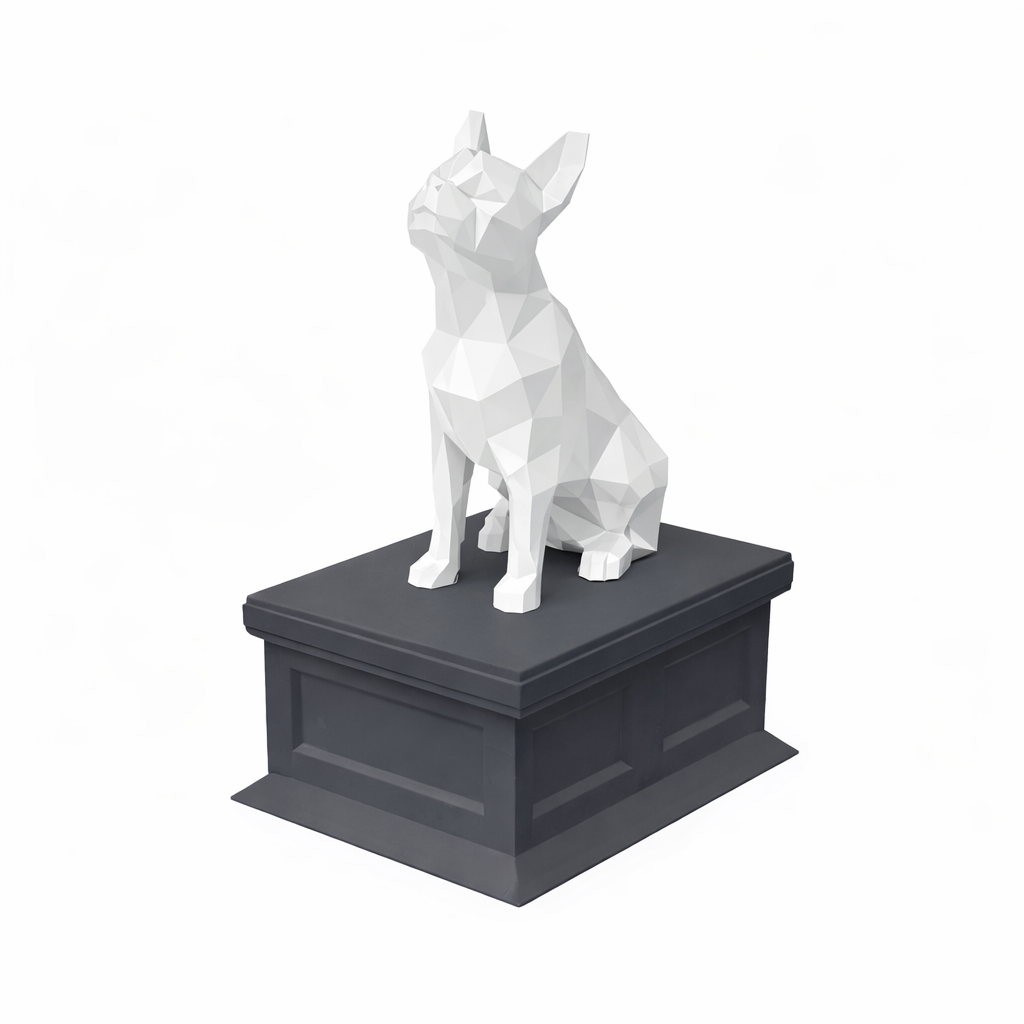 black vault white Boston Terrier Pet Urn