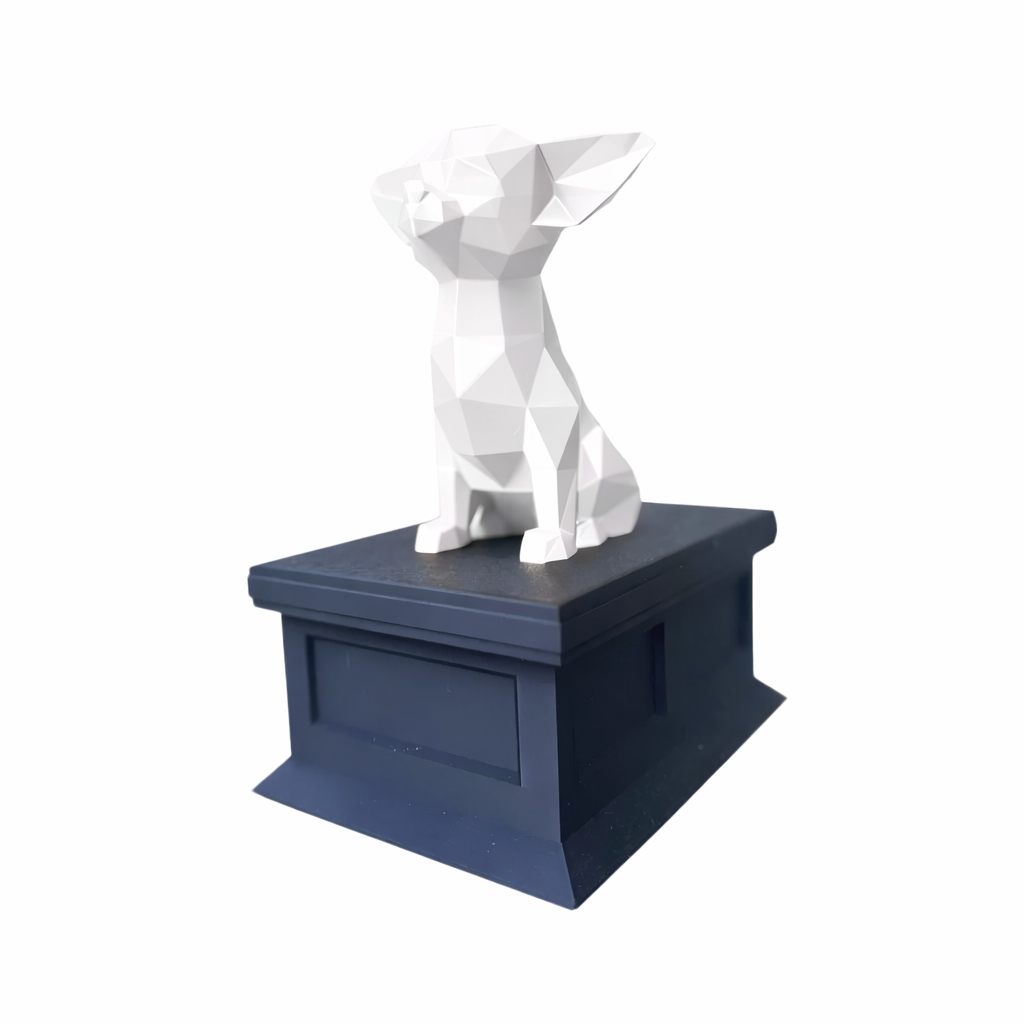 black vault white Chihuahua pet urn