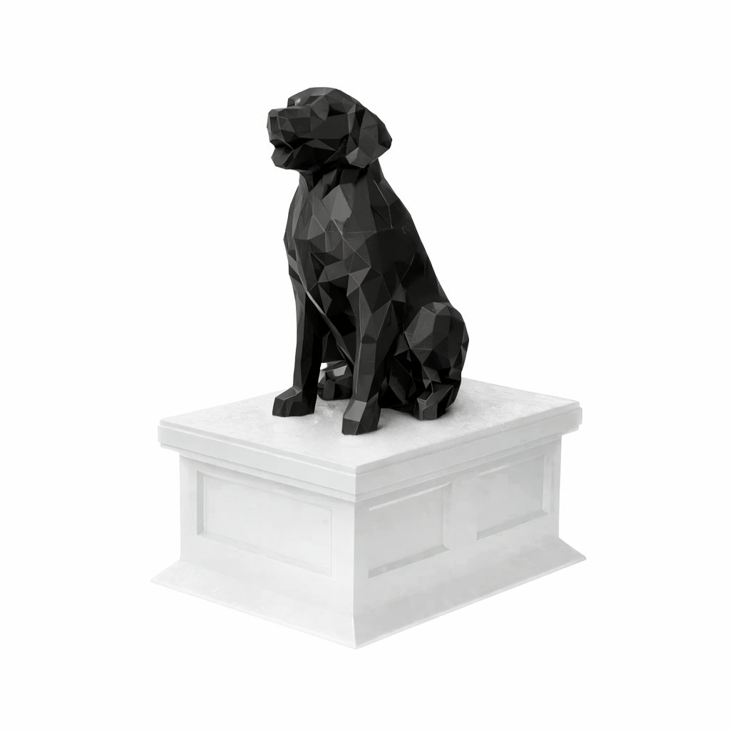 white vault black golden retriever pet urn