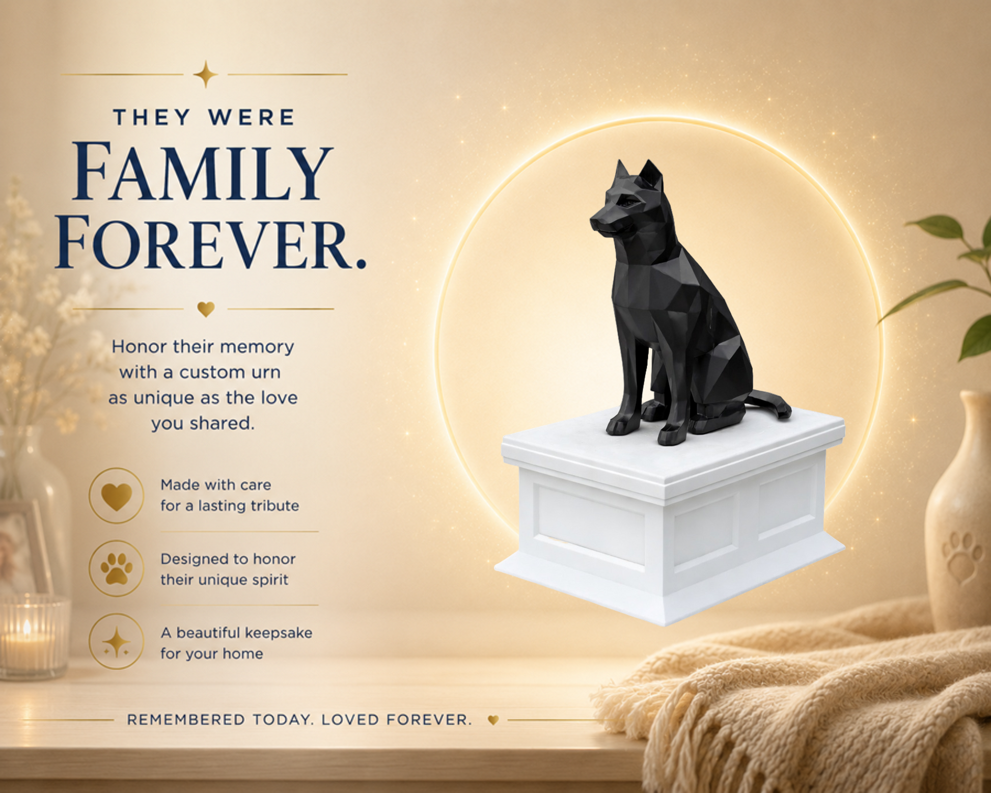 white vault black husky custom pet urn