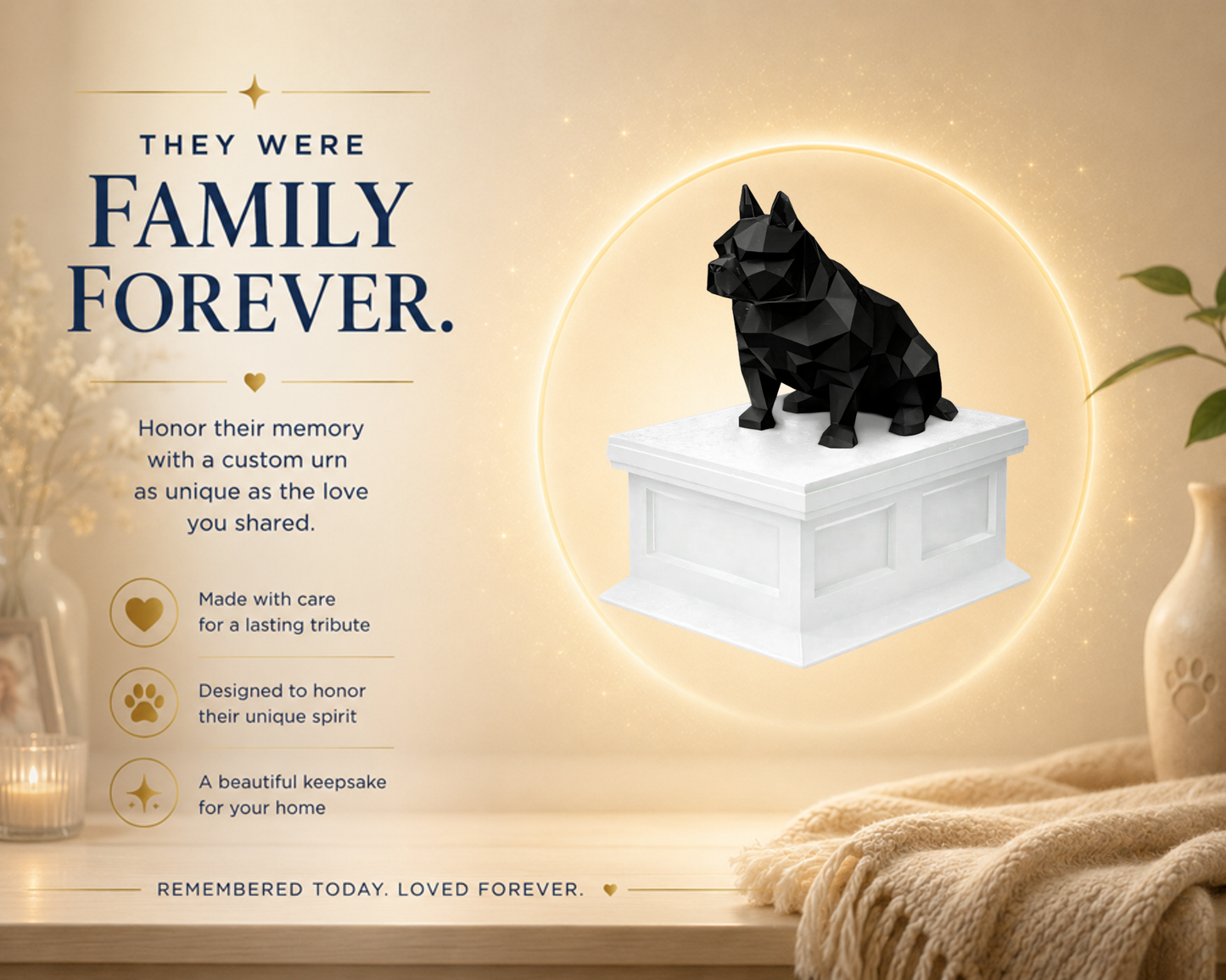 white Vault black American Bulldog custom Pet Urn