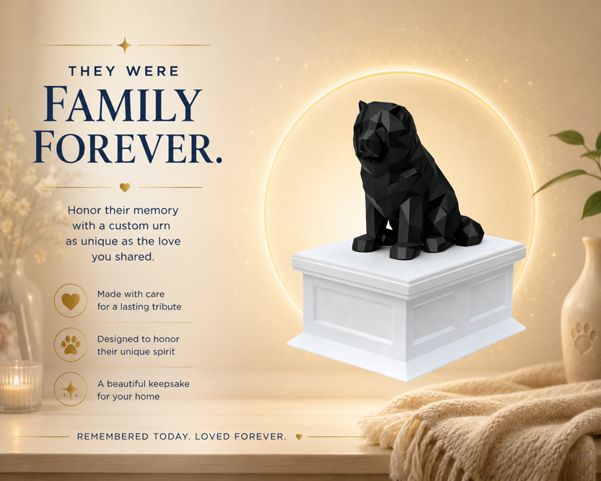 white vault black chow chow custom pet urn