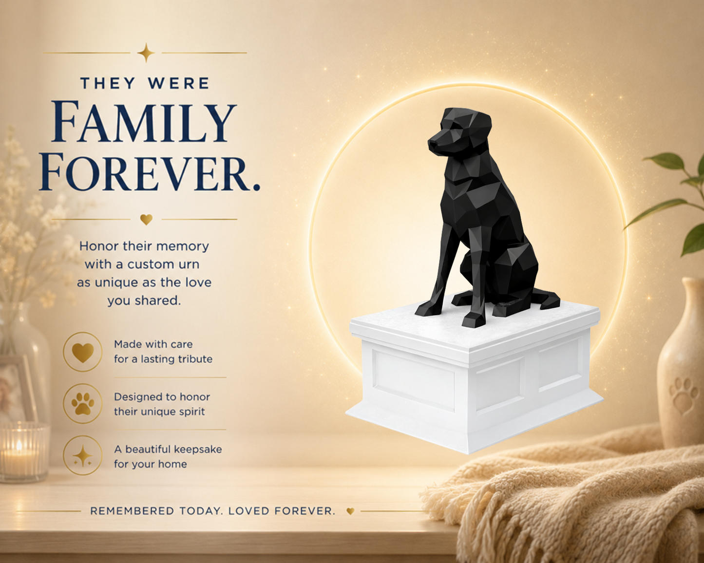 white vault black labrador custom pet urn
