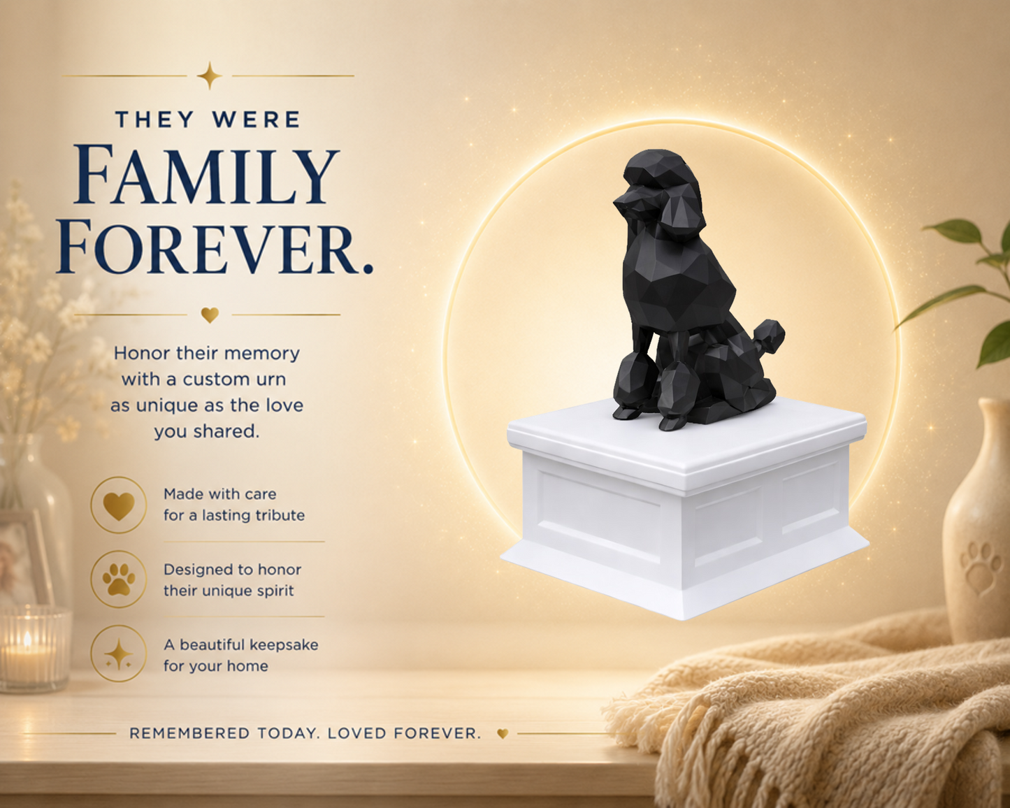 white vault black poodle custom pet urn