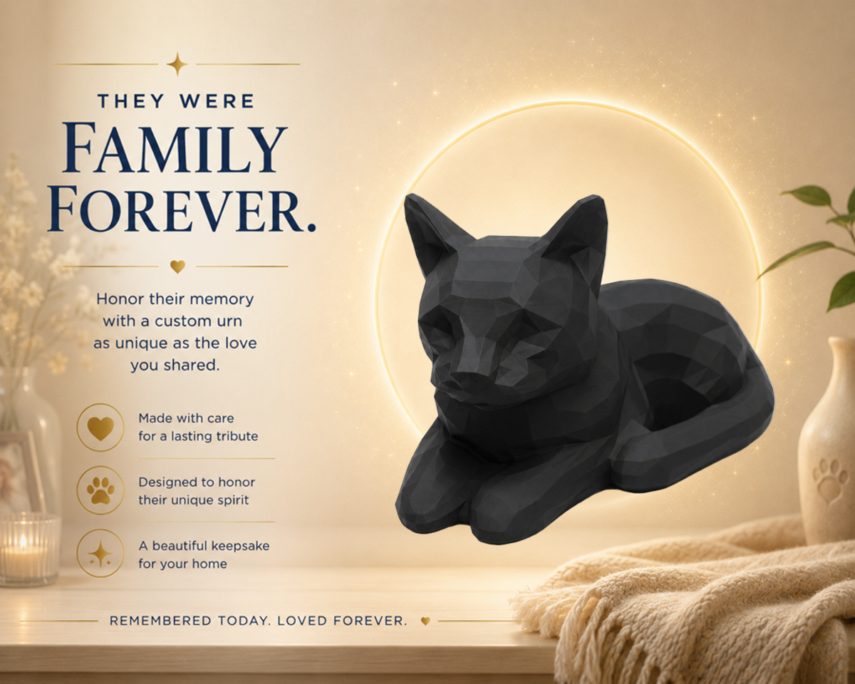 black Cat laying Pet Capsule custom Urn