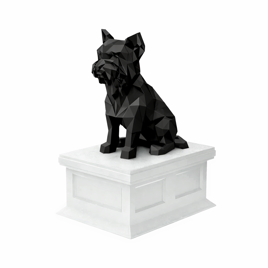 white vault black Yorkshire Terrier pet urn