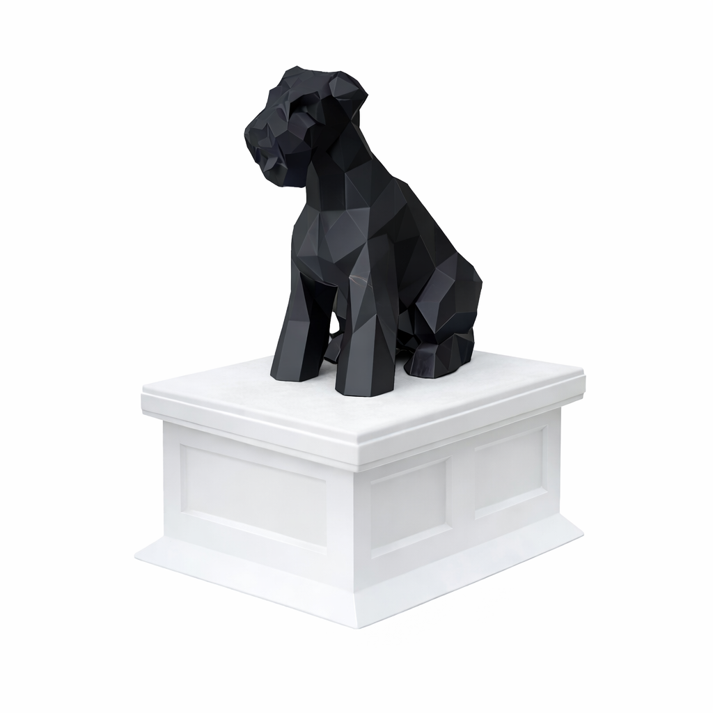 white vault black Schnauzer pet urn