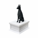 White vault black doberman pet urn