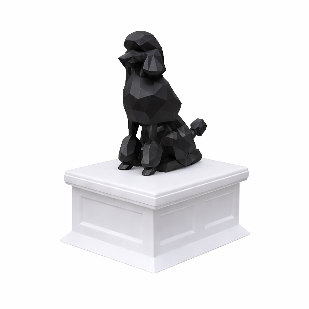 white vault black poodle pet urn