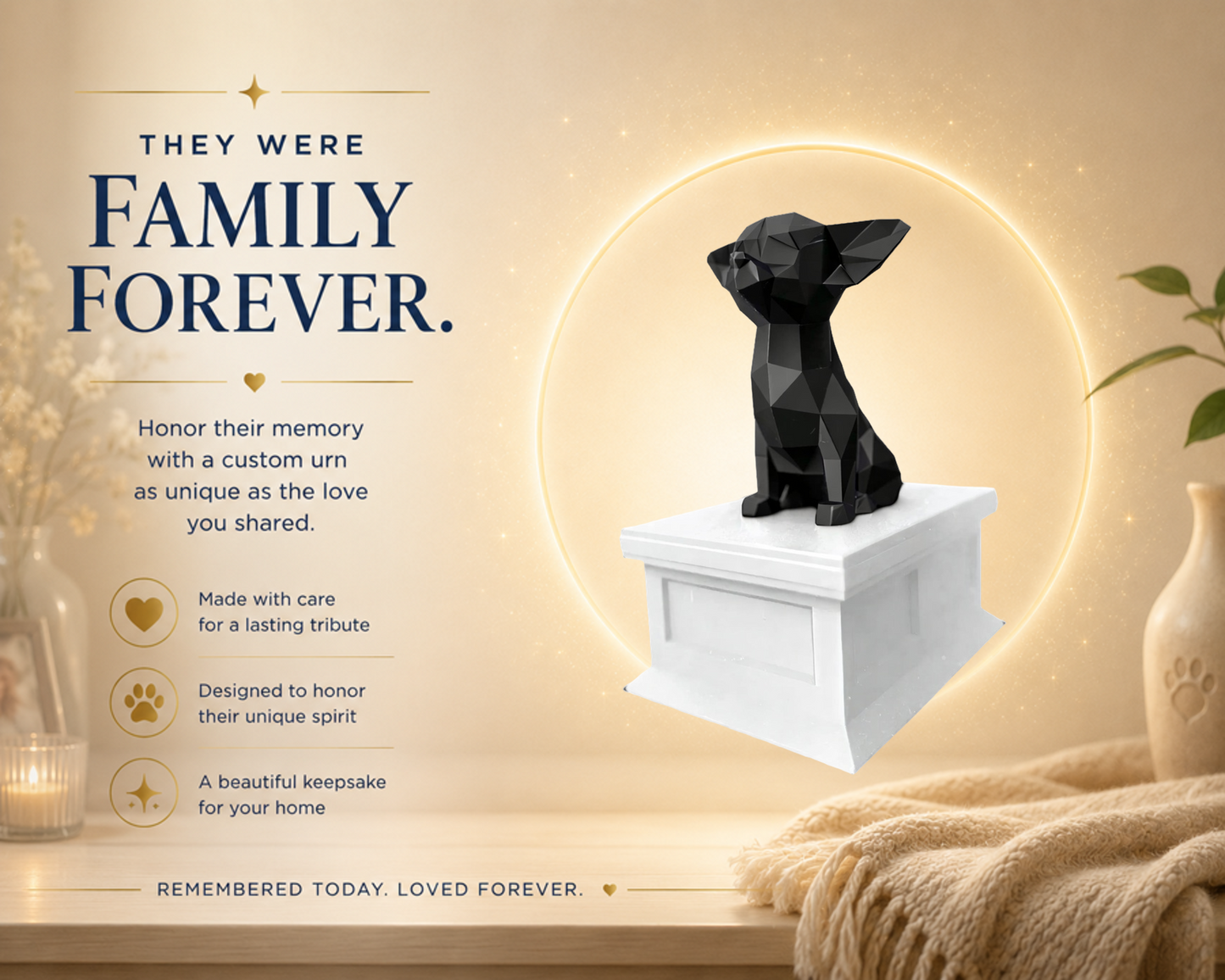 white vault black Chihuahua custom pet urn