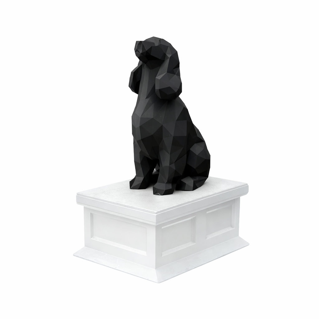 White Vault black Cocker Spaniel Pet Urn